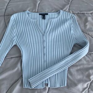 Forever 21 Sky Blue Ribbed Knit Top